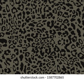 
Modern leopard pattern on a gray background. Repeat print. Vector.