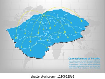 Modern of lesotho Map connections network design, Best Internet Concept of lesotho map business from concepts series, map point and line composition. Infographic map. Vector Illustration.