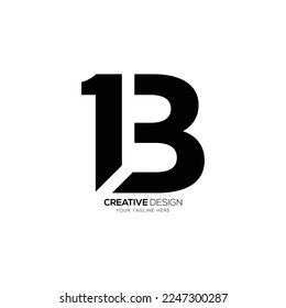 Logo creativo de la letra moderna 13 B o 1B