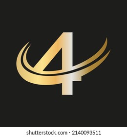 Moderner Brief 4 Logo Design Vector. Initial Letter 4 Logo Design mit kreativem, minimalistischem und modernem Design