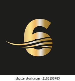 Carta moderna 6, 6 Logo Monograma Modelo de vectores de logotipo combinado con lujo, moda e identidad de empresa