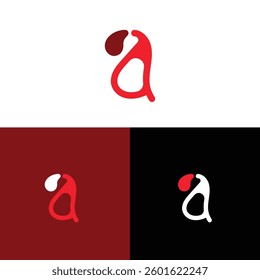 Modern letter 'A' logo variation with red and white on different backgrounds, perfect for creative branding or minimalist design projects.