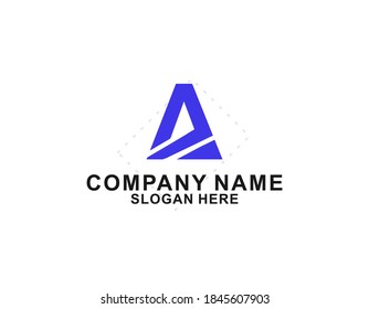 Letra moderna Una plantilla de diseño de logotipo abstracto para empresas, financiera con color azul, alfabeto, limpio, ilustración, marca, vector de línea en blanco de fondo
