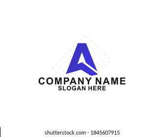 Modern letter A Abstract logo design template for business,financial with blue color, alphabet, clean, illustration, brand, line vector in background white