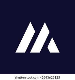 Modern AM letter abstract logo with white triangle shapes, perfect for business branding and identity.