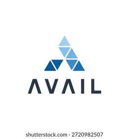 Modern Letter A abstract triangular logo symbolizing nature, growth, sustainability, and strength. Clean geometric design ideal for Technology, energy companies, agriculture, and environmental businesses.