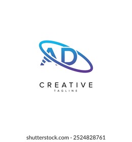 Modern Letter AD DA and Planet Logo Design. Initial Vector Elements.