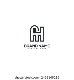 Modern letter AH HA logo design vector template. Initials monogram icon.