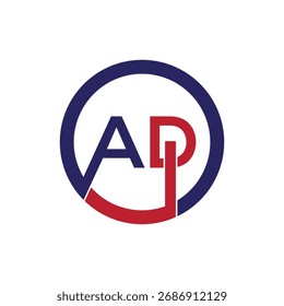 Letra moderna ícone do vetor de logotipo AJD | Dinâmico Monograma Integrado Vermelho e Azul para Parceria, Direito e Identidade Corporativa.