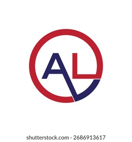 Letra moderna ícone do vetor de logotipo AL | Dinâmico Azul e Vermelho Monograma Integrado para Identidade Legal, Logística e Corporativa.