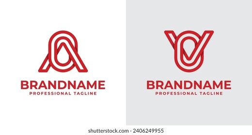 Modern Letter AO and VO Monogram Logo Set, suitable for business with AO, OA, VO, or OV initials