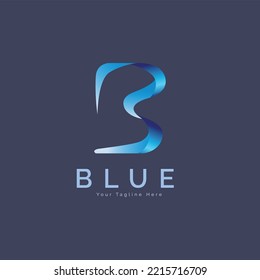 Letra moderna B Diseño de la plantilla del logotipo de gradiente azul para marca o empresa y otros