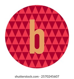 Modern letter b with bold red triangle pattern background, combining geometric precision and minimalist elegance, perfect for branding or graphic projects.