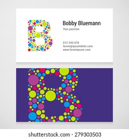 Modern letter B circle colorful Business card template. Vector design. Layered, editable.