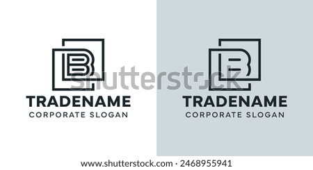 Modern Letter B with Double Square Logo, for business with B initial