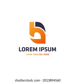 Letra b h moderna con el vector de diseño del logotipo de hoja.