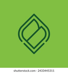 Modern letter B incorporated with leaf