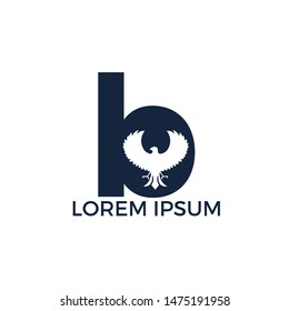 Modern Letter B initial Falcon logo designs. Alphabet B initial Hawk Symbol template.