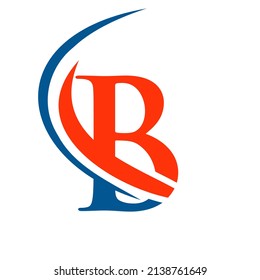 Modern Letter B Logo Template. B Letter Logo Design with Swoosh Icon Vector.