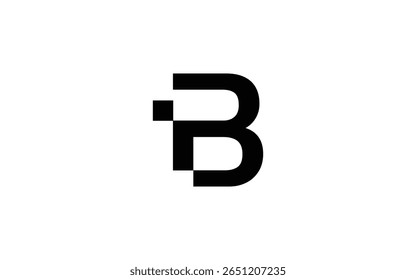 Moderno Letra B Monograma Design de logotipo com efeito de pixel digital no estilo preto geométrico mínimo
