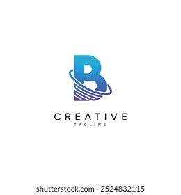 Moderno Letra B e Planeta Logo Design. Modelo de vetor inicial.