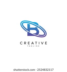 Modern Letter B and Planet Logo Design. Initial Vector Template.