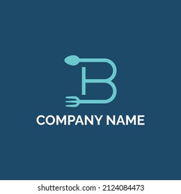 Modern Letter B Spoon and Fork Logo Design. Vector art Illustration