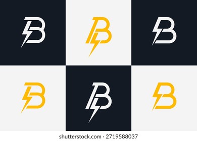 Letra moderna B Thunderbolt pacote de logotipo para energia e marca elétrica