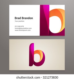 Modern letter B twisted colorful Business card template. Vector design. Layered, editable.