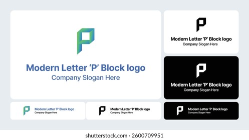 Modern Letter ‘P’ Block Logo | Bold and Geometric Typography