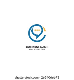 Modern Letter C Chat Logo with Message Bubble and Dots. Communication and Support Symbol for Tech Company.