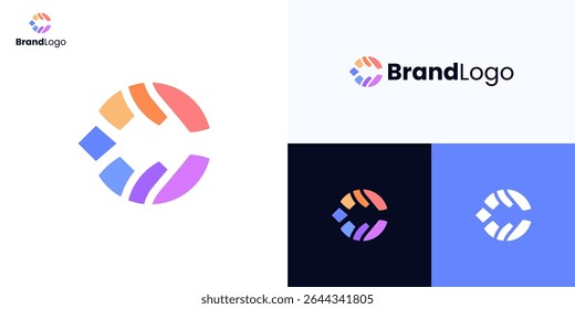Modern letter C circular dynamic flat colorful. Logo icon design vector illustration. Symbol initial alphabet geometric shape for unity innovation, vibrant energy. Suitable for brand identity business