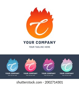 Modern Letter C Fire Logo