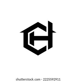 Modern letter C H hexagon real estate logo