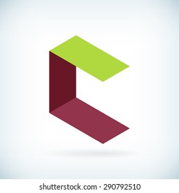 Modern letter C icon flat isometric design element template. isolated.