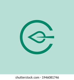 modern letter C leaf technology logo. editable and easy to custom
