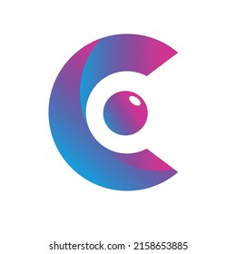 logotipo C de letra moderna, diseño vectorial de símbolo de bola