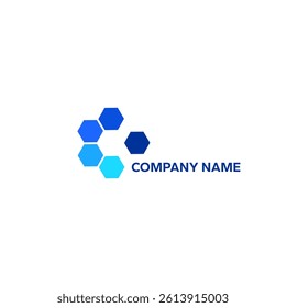 Modern letter C logo composed of 5 hexagons. Suitable for various company logos.