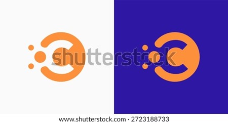 Modern Letter C Logo with Connecting Dots and Circle Shape	