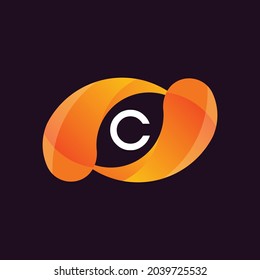 Modern Letter C Logo Design. Yellow Gradient Alphabetic set