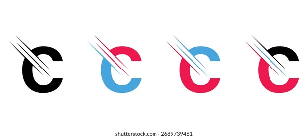 Logotipo moderno de la letra C con líneas diagonales