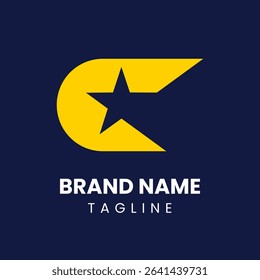 Modern letter C logo featuring a five-point star inside. A great fit for branding, entertainment, or creative industries. Sleek, professional, and memorable design.