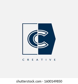 Modern Letter C logo, Vector design concept geometrical  shapes with letter logo icon  for business initial or company identity.