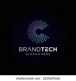 Modern Letter C tech logo design technology digital template illustration