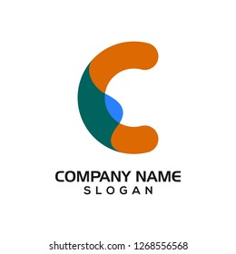 Modern letter C with technology accent for App or network logo icon template
