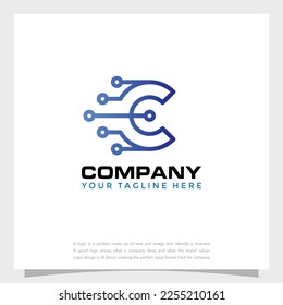 modern letter c technology logo concept