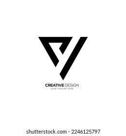 Modern letter C V triangle shape monogram logo