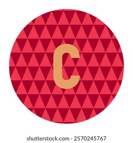 Modern letter c with vibrant red triangle patterns, combining boldness and minimalistic elegance, perfect for creative logo or branding projects