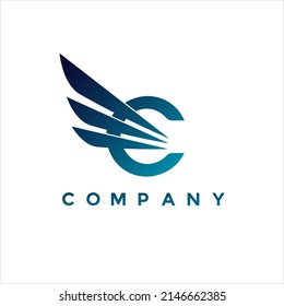 Modern letter C wing logo illustration design