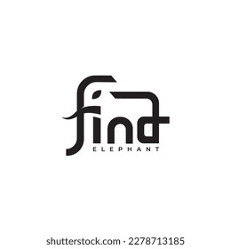 A modern letter called find elephant with elephant shape logo